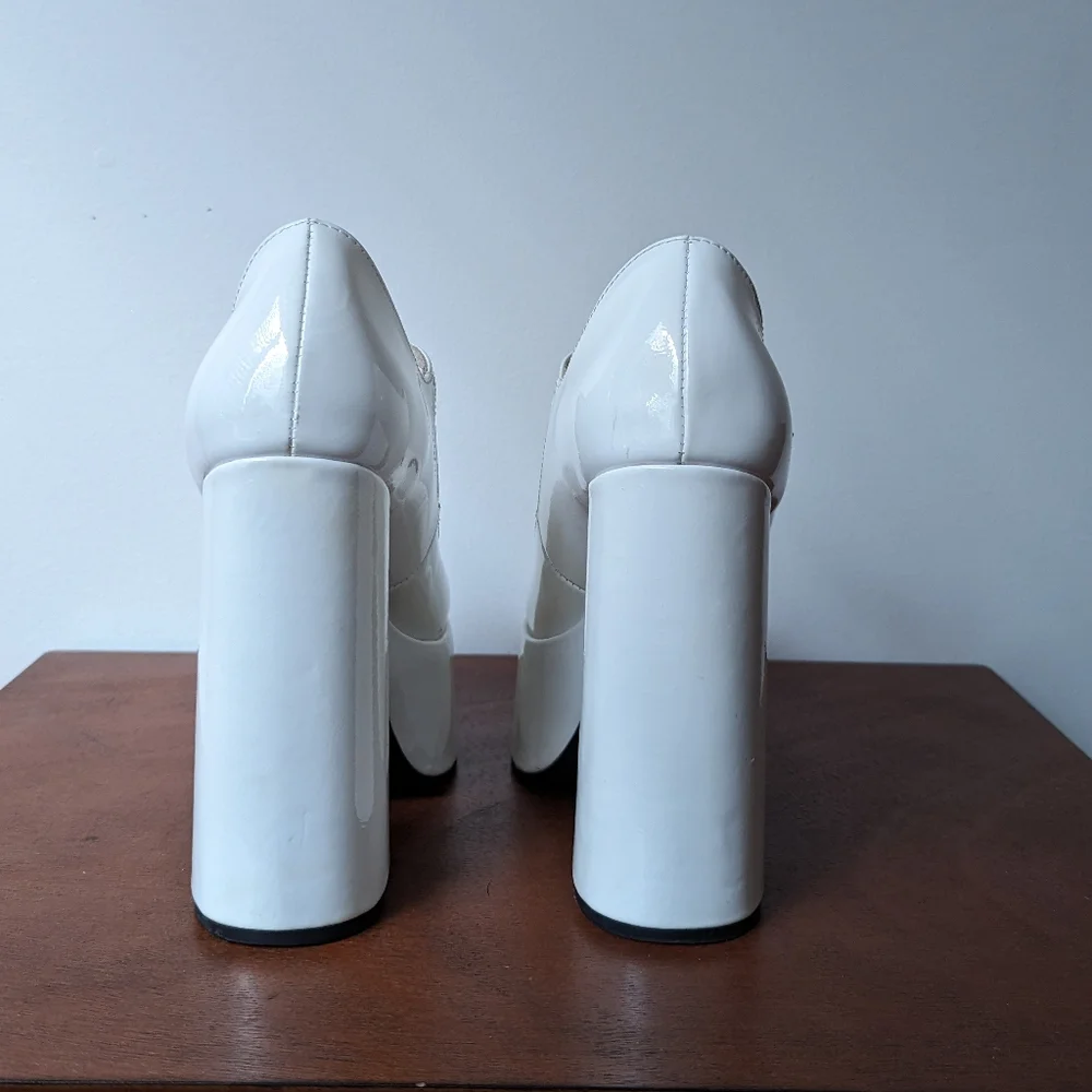 Jeffrey Campbell Mary Jane Platform Pump Ivory Crinkle Patent Leather - Picture 5 of 6